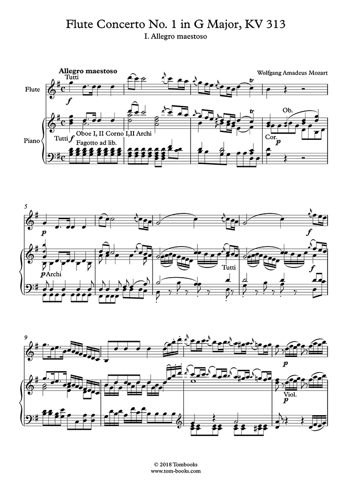 フルート協奏曲第1番ト長調 K.313〜第1楽章：アレグロ・マエストーソ
