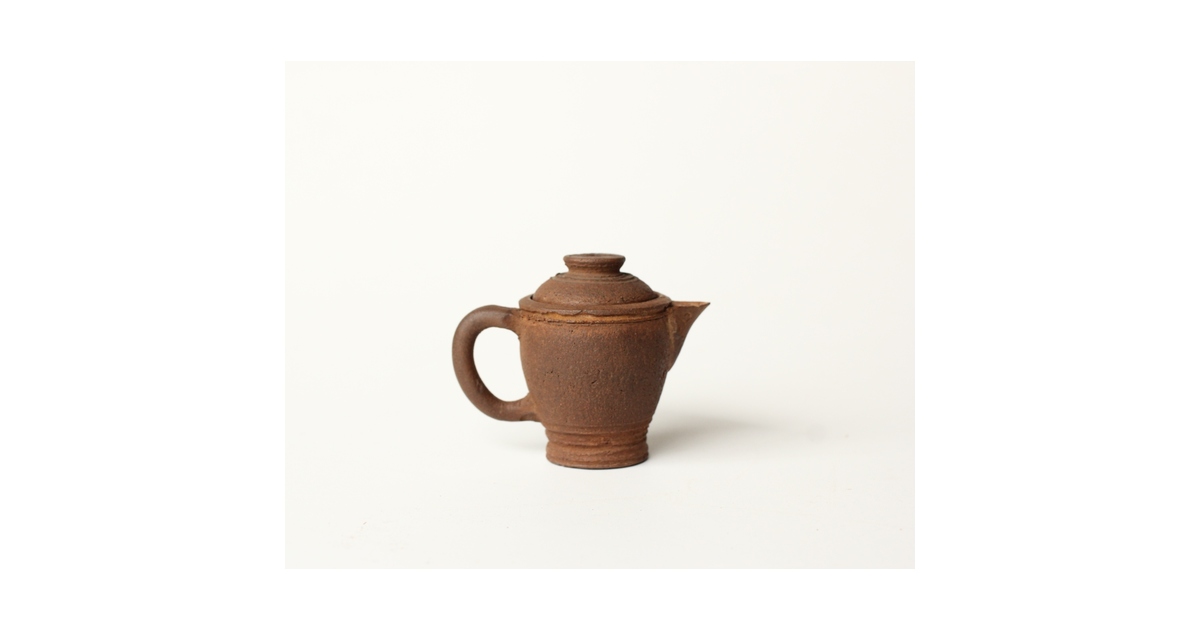 初代か 杉江寿門 後手南蛮手勾玉紋急須 P509｜骨董店 のびる 古美術