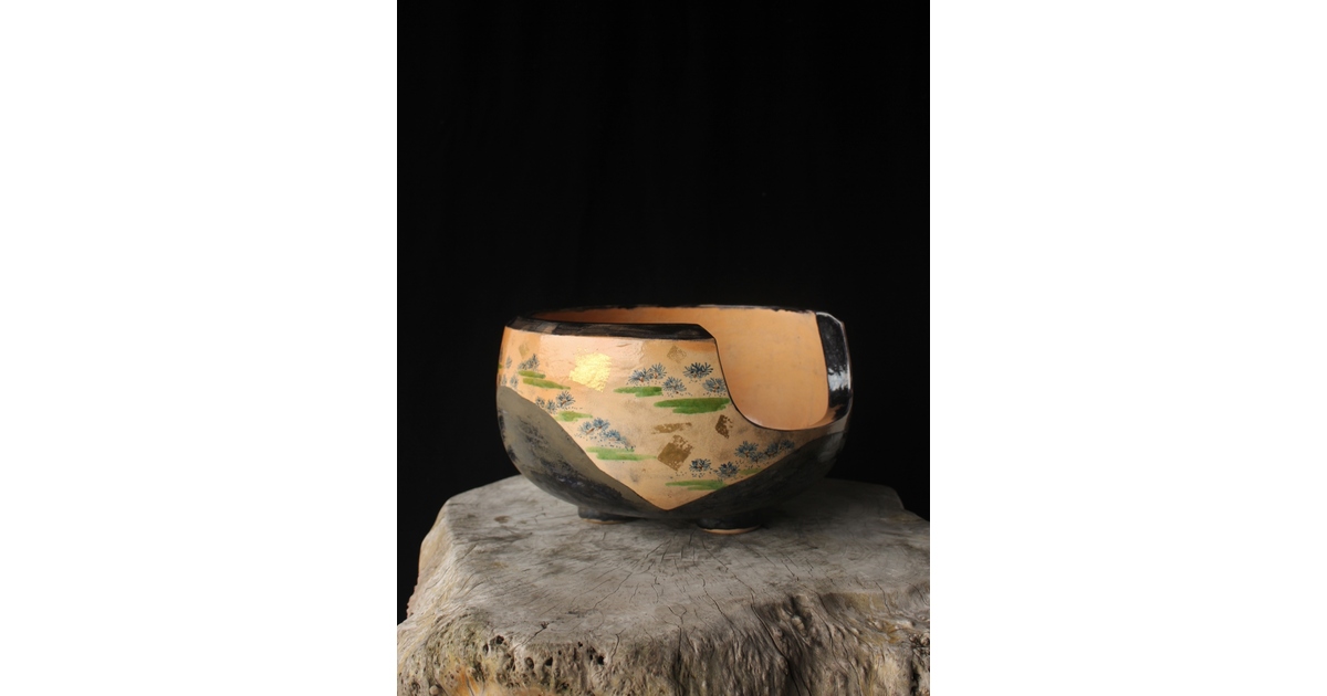 三浦乾也 金銀彩若松図風炉 P608｜骨董店 のびる 古美術 骨董 和風建具