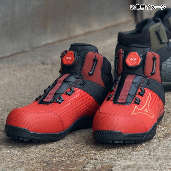 ミズノ 安全靴 ALMIGHTY TDII 81H BOA F1GA251062 レッド×ゴールド