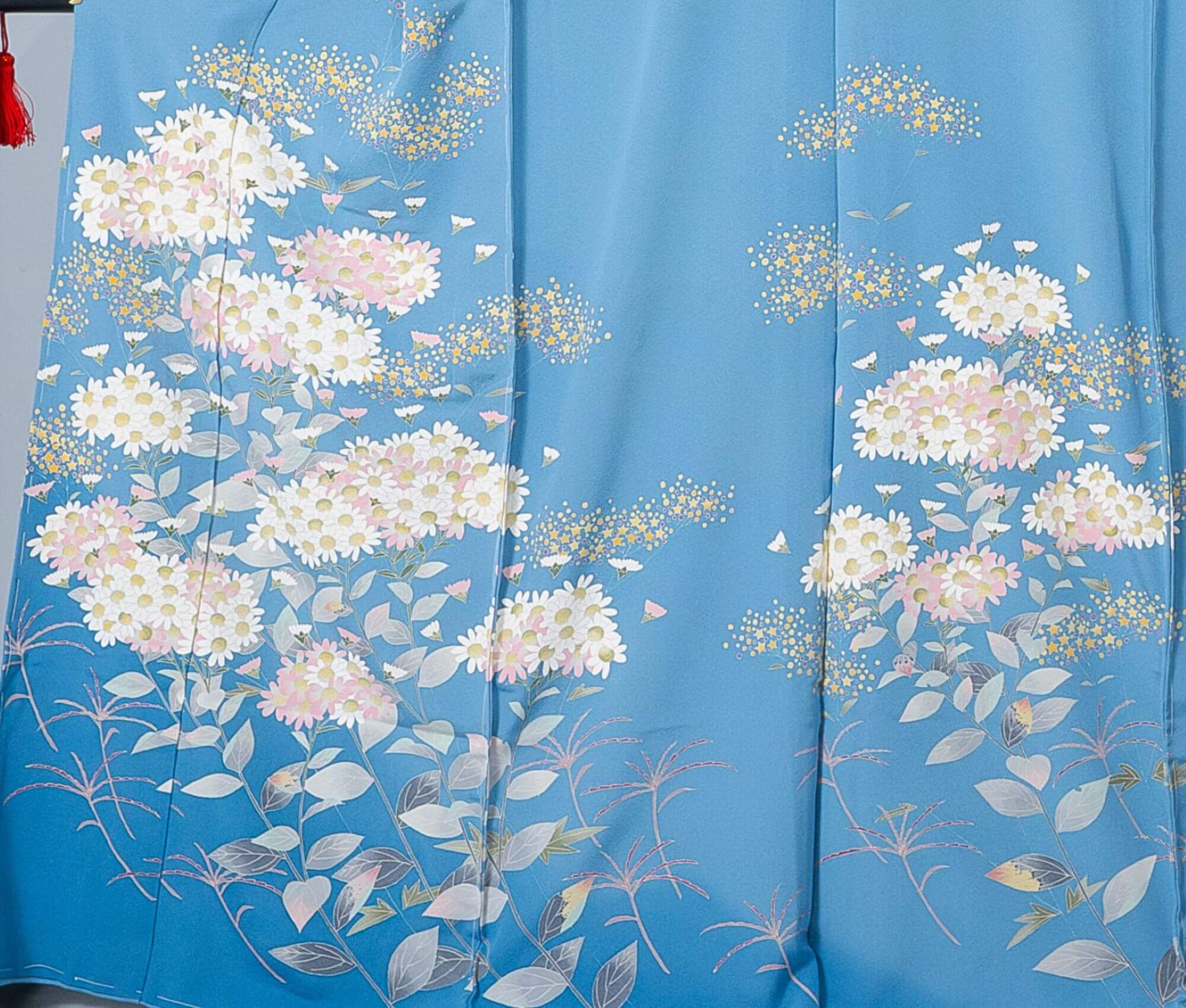 新品【加賀友禅訪問着】空色 星×雛菊｜加賀友禅 絹100％ 八掛付き 未