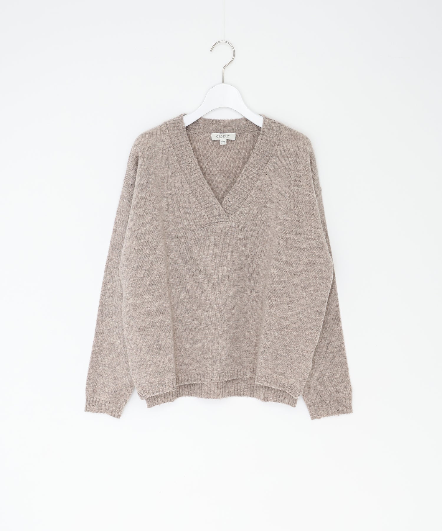 Vネックダメージニット｜CROSSLEY – FACE SANS FARD