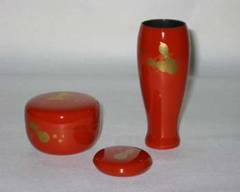 茶箱用小平棗（ちゃばこようこひらなつめ）・茶筅筒（ちゃせんつつ