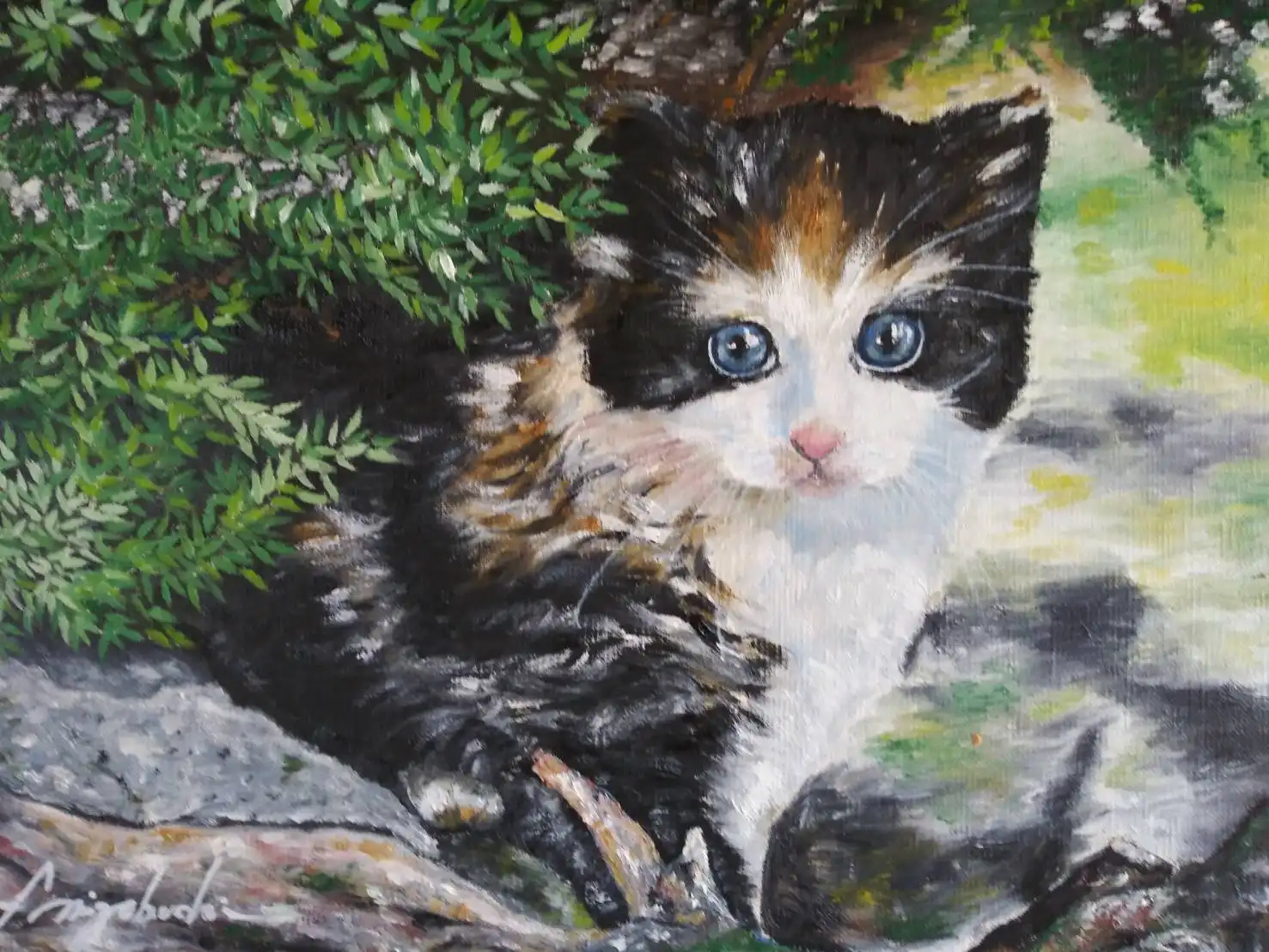 枚方市にある猫の油絵を展示する喫茶店は画廊喫茶Qへ