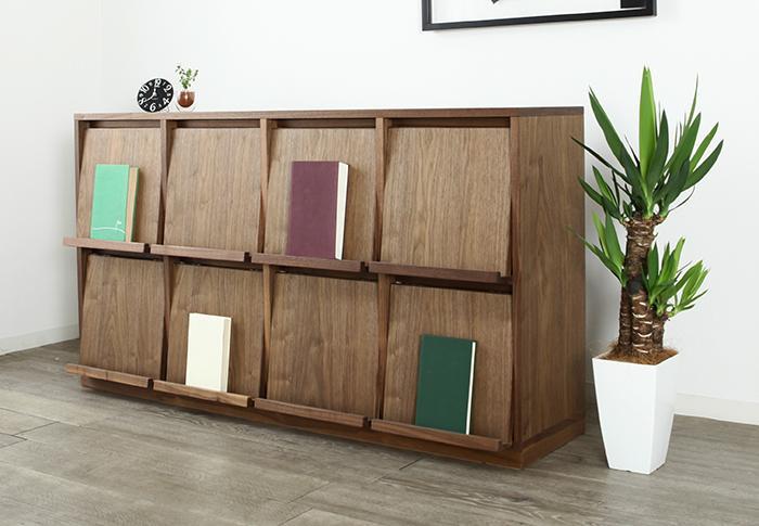 大川家具 ソプラ 150cm マガジンラック 本棚 4列2段 天然木