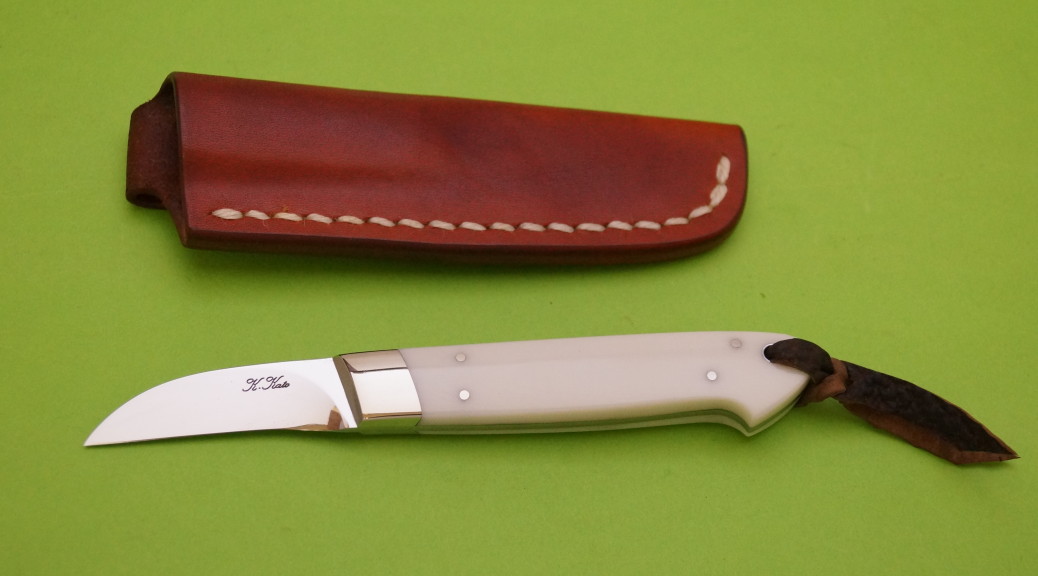 加藤清志 プロ用フロリストナイフ 58㎜ 白リネンマイカルタ柄 KT34