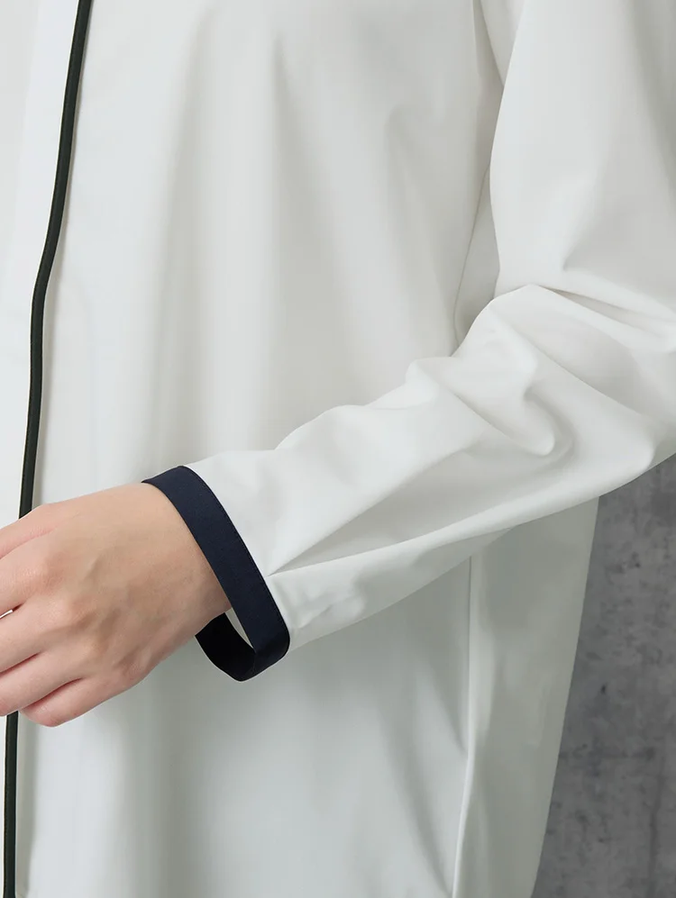 ホワイト 【ストレッチ】長袖 配色レギュラーブラウス【WEB限定】形態