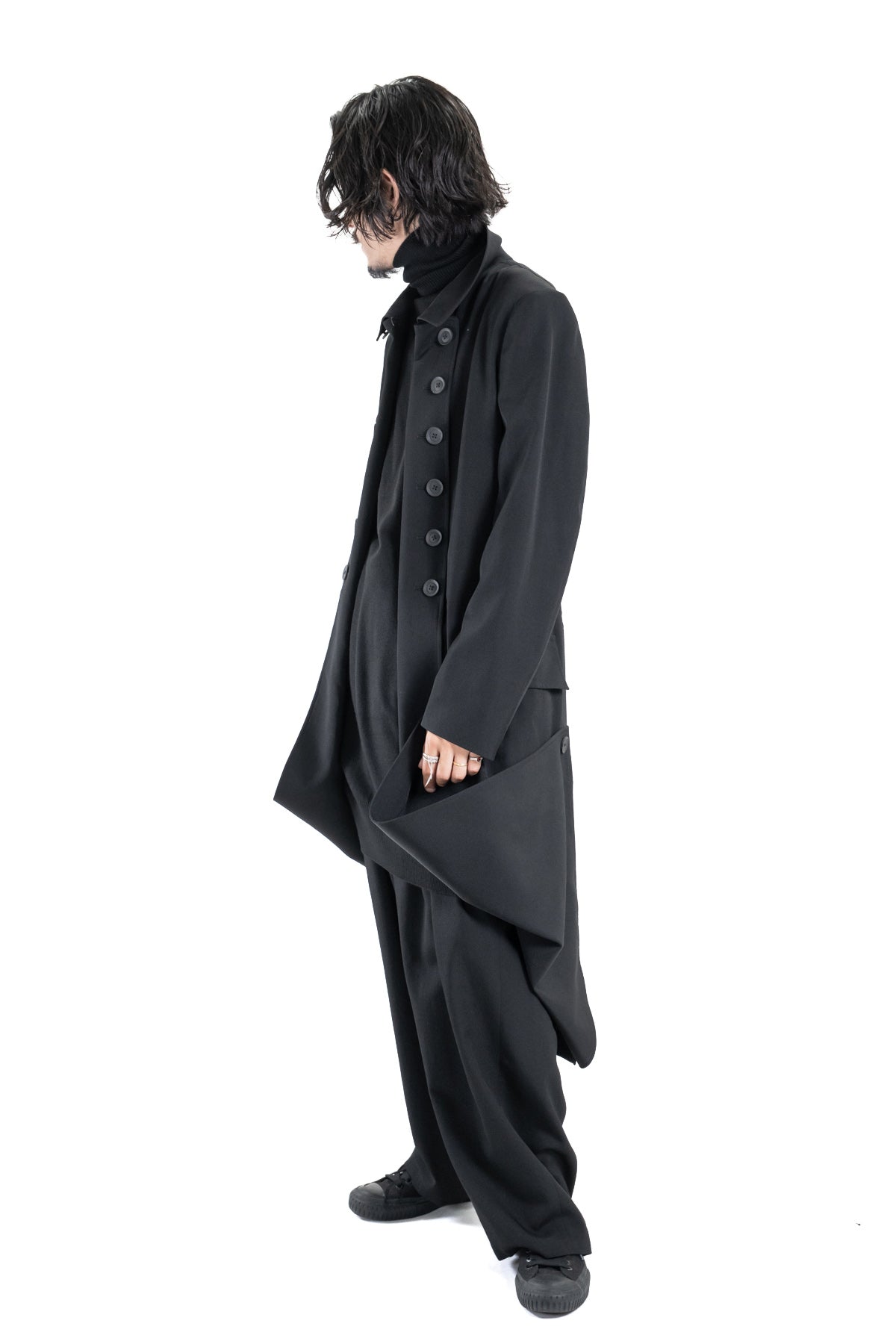 WOOL GABARDINE NAPOLEON LONG JACKET – HUES ONLINE