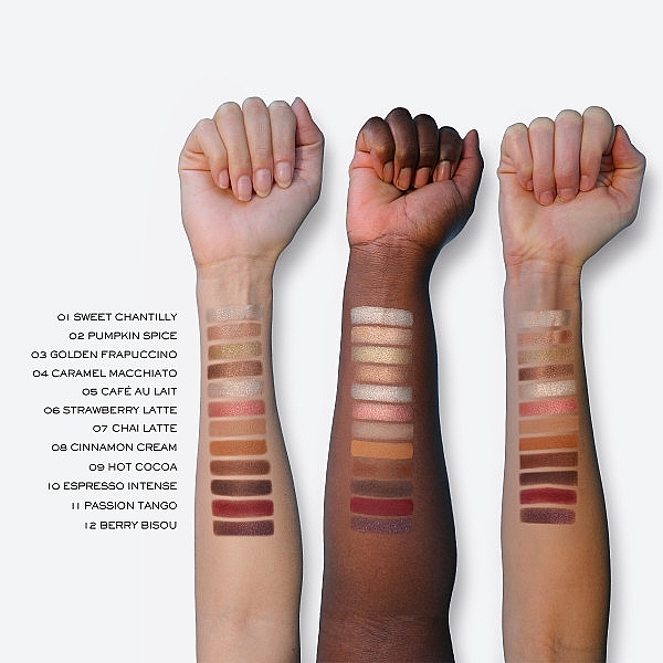 12色入りアイシャドウパレット、輝く仕上がりとマット仕上がり