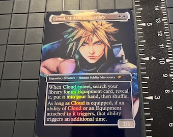 FF X MTG Holo Foil Proxy Card - Cloud, Midgar Mercenary - Diagonal