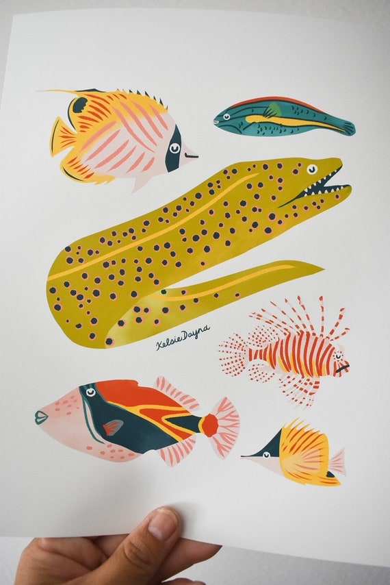 Hawaiian Fish Art Print, Hawaii Art, Marine Life Art, Fish Print