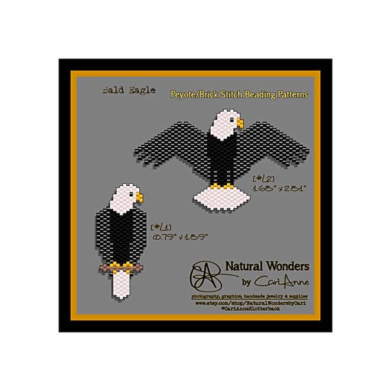 Bald Eagle (l-2pc) Brick / Peyote Stitch Patterns for Pendants