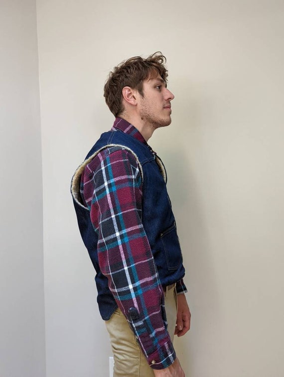 Vintage Denim Sherpa Lined Carhartt Vest / Union Made / Workwear