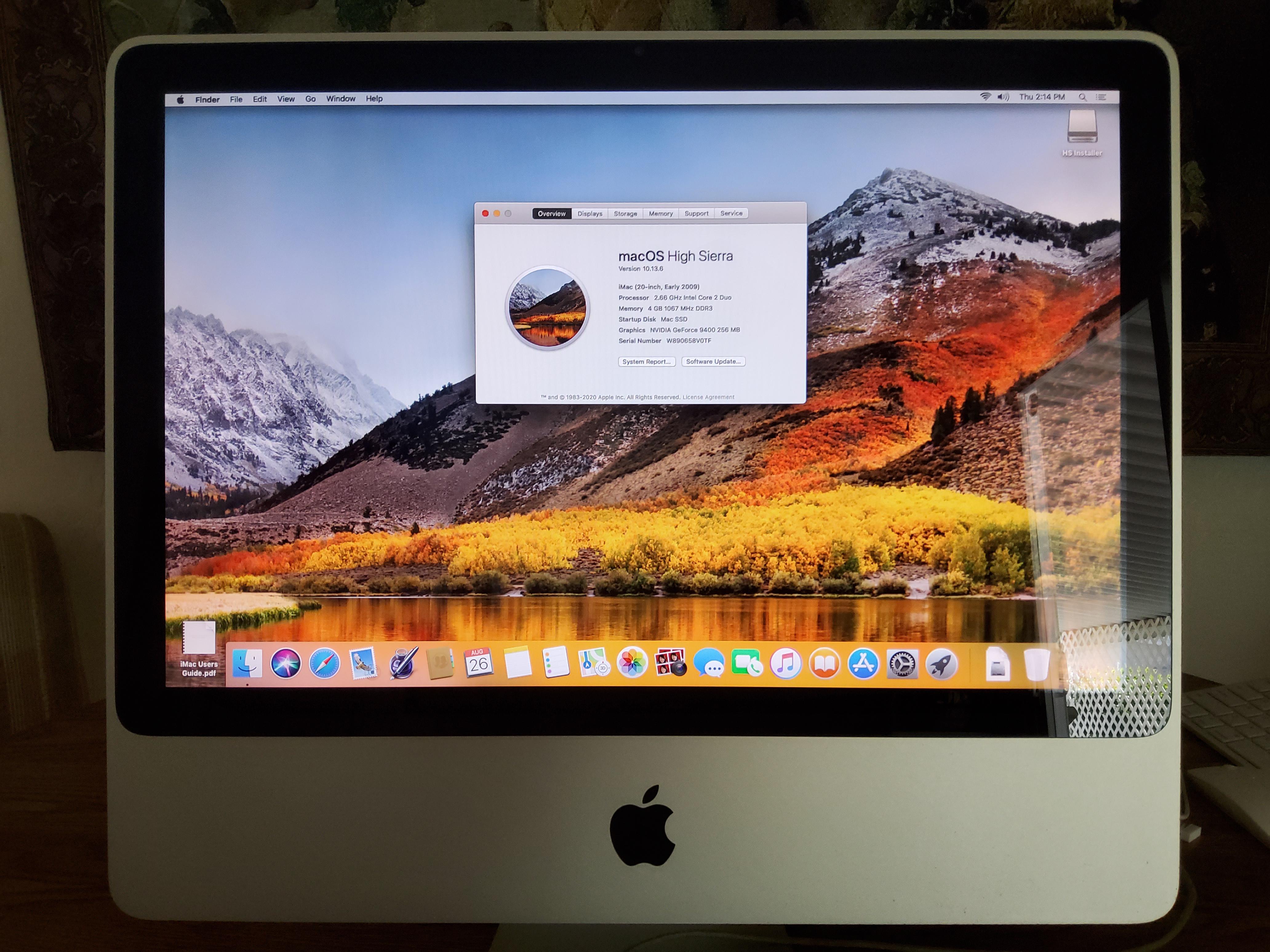 Early 2009 duo core (square mac) now running High Sierra patch