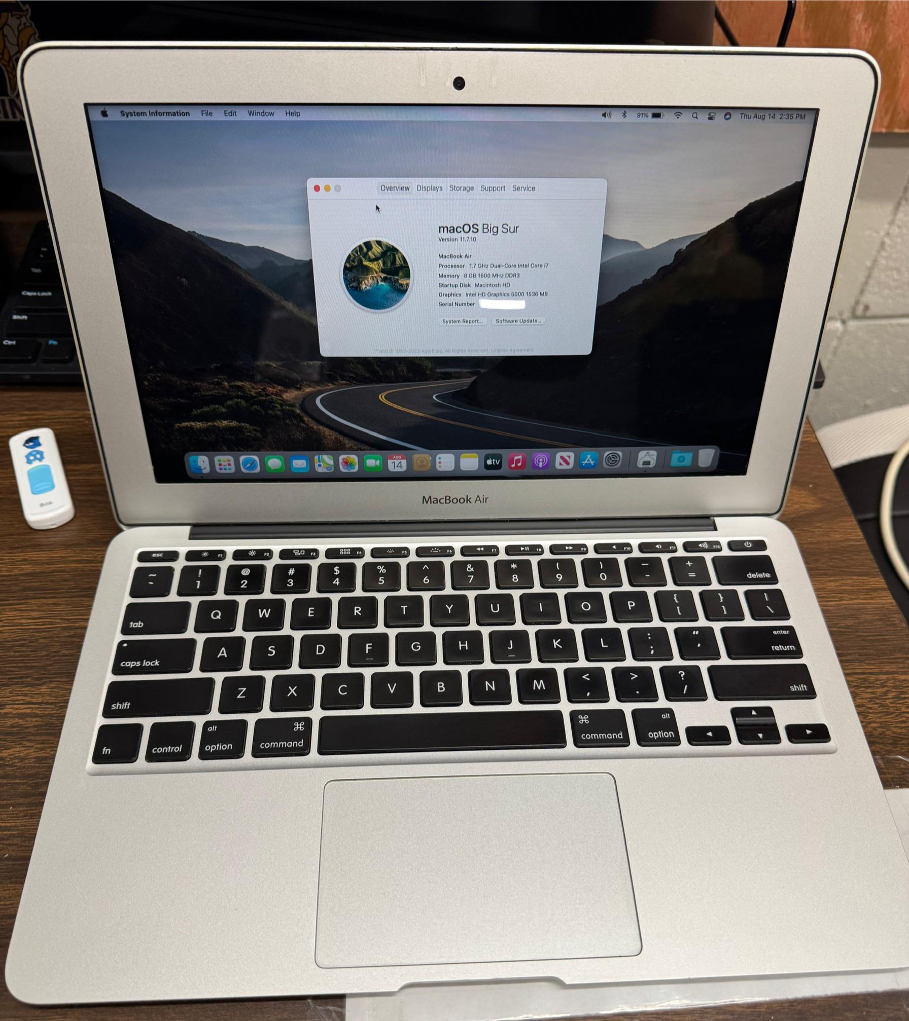 MacBook Air A1465 (2014) with upgraded i7, 8GB and 512GB SSD with