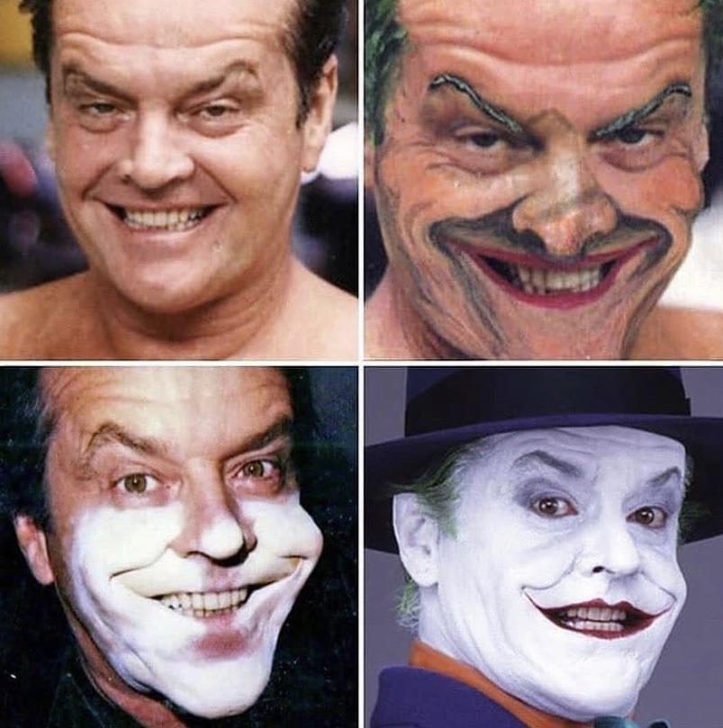 映画「バットマン」(1989) でジョーカー役になりきるジャック