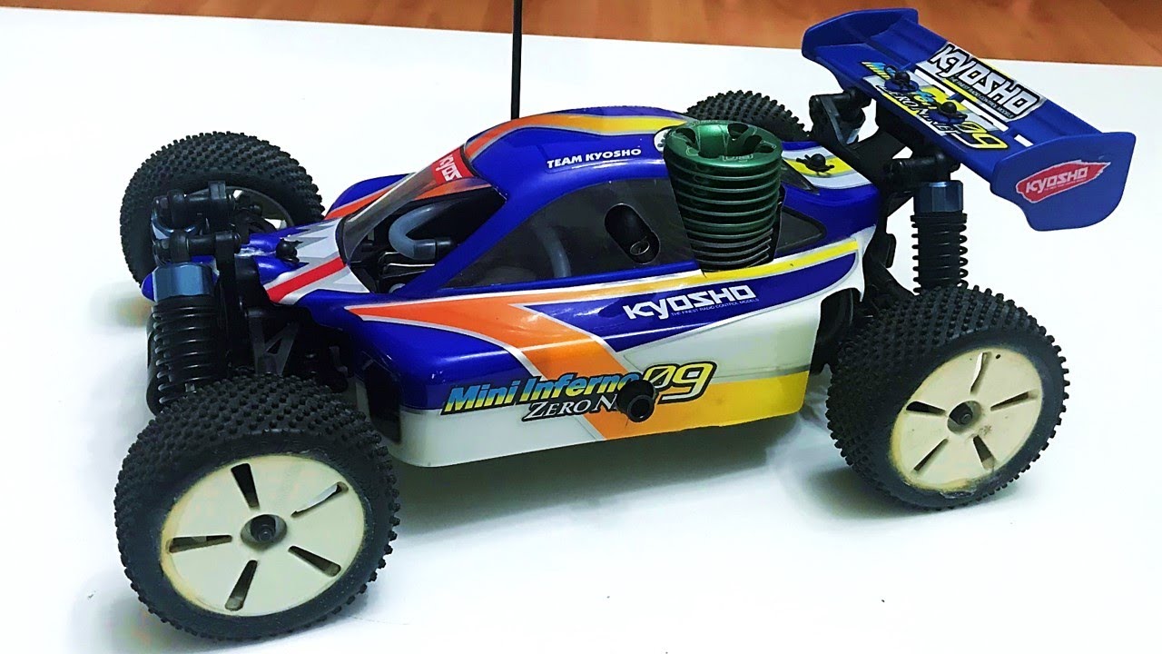 Kyosho Mini Inferno Nitro RC Car (1/16 Scale) - First Run & Top
