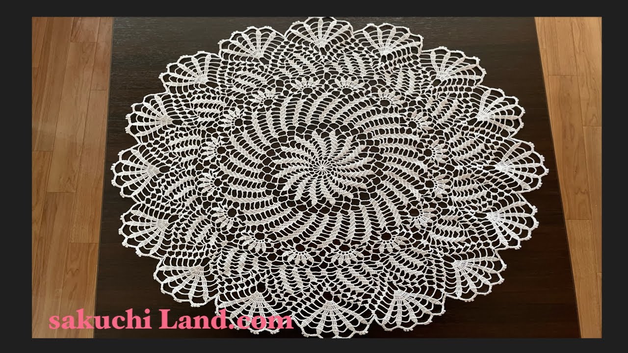 レース編みドイリー/かぎ針編みテーブルセンターの編み方part-2【日本
