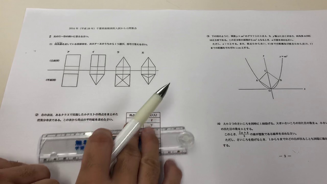 2016年(平成28年)千葉県後期高校入試から小問集合問題解説 - YouTube