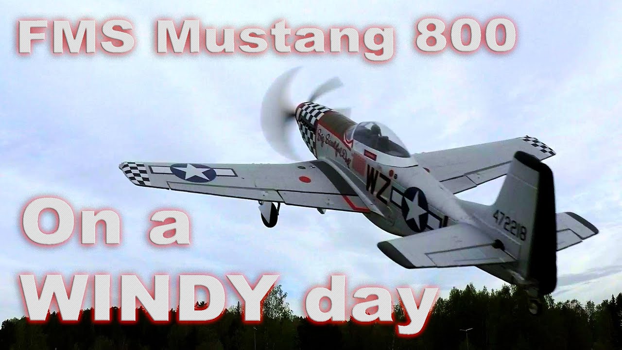 FMS Mustang P51D 800mm - On a windy day - YouTube