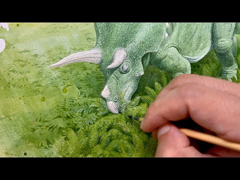 トリケラトプスを描く】 Paint a Triceratops / Time lapse 81 - YouTube