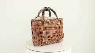 ebagosポケット付バスケット・リネンかぶせ（籐ポケットかごバッグ