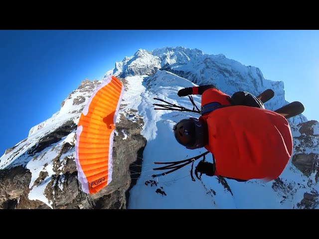 Amazing speedriding flight down the Schilthorn, Switzerland