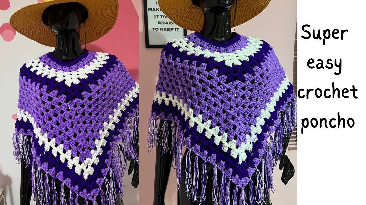 How To Crochet Poncho. Easiest Granny stitch Poncho Tutorials