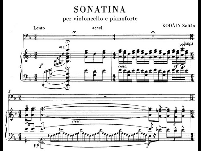 Zoltán Kodály - Sonatina for cello and piano (with score) - YouTube
