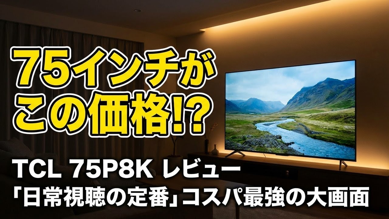 レビュー】TCL 75P8K｜“日常視聴の定番”を75インチで。ベーシック＋αな