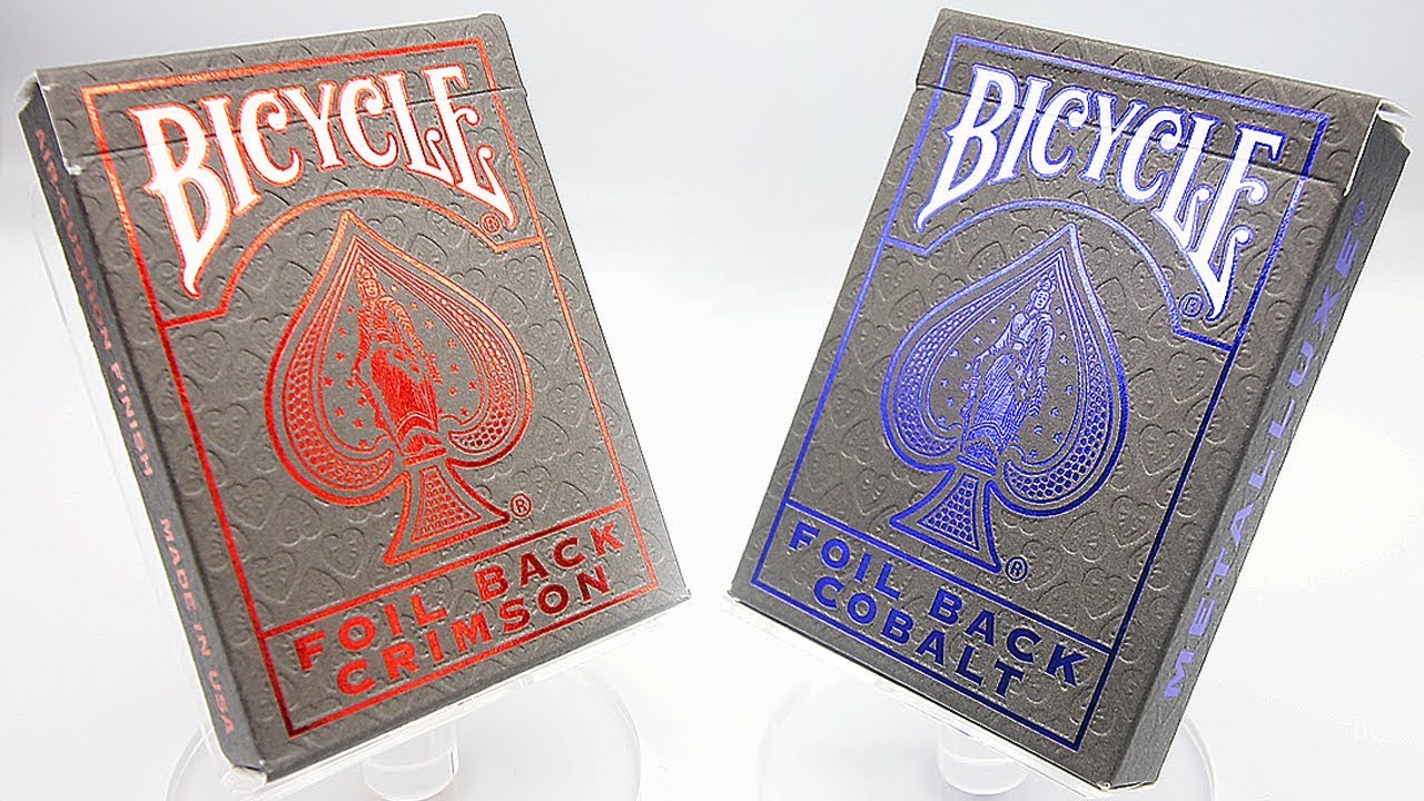 Bicycle Foil Back Crimson Red & Cobalt Blue Playing Cards - YouTube