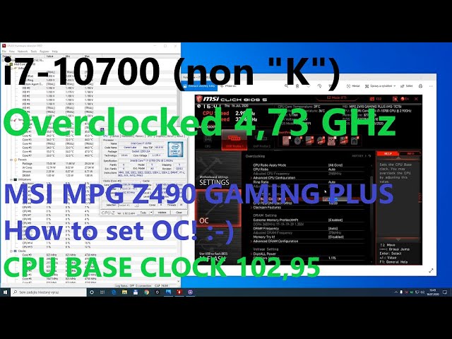 i7-10700 (non K) - CPU OC - 4,73 GHz MSI MPG Z490 GAMING PLUS