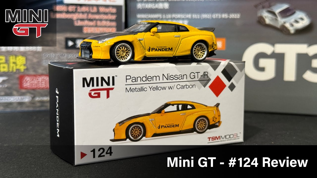 Mini GT - Pandem Nissan GT-R Yellow w/Carbon #124 MGT00124 - YouTube