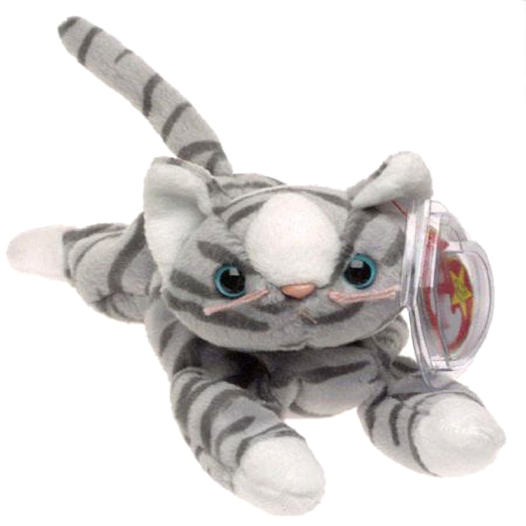 Prance the Cat Stuffed Animal, Beanie Baby Collectible Plush, Gray