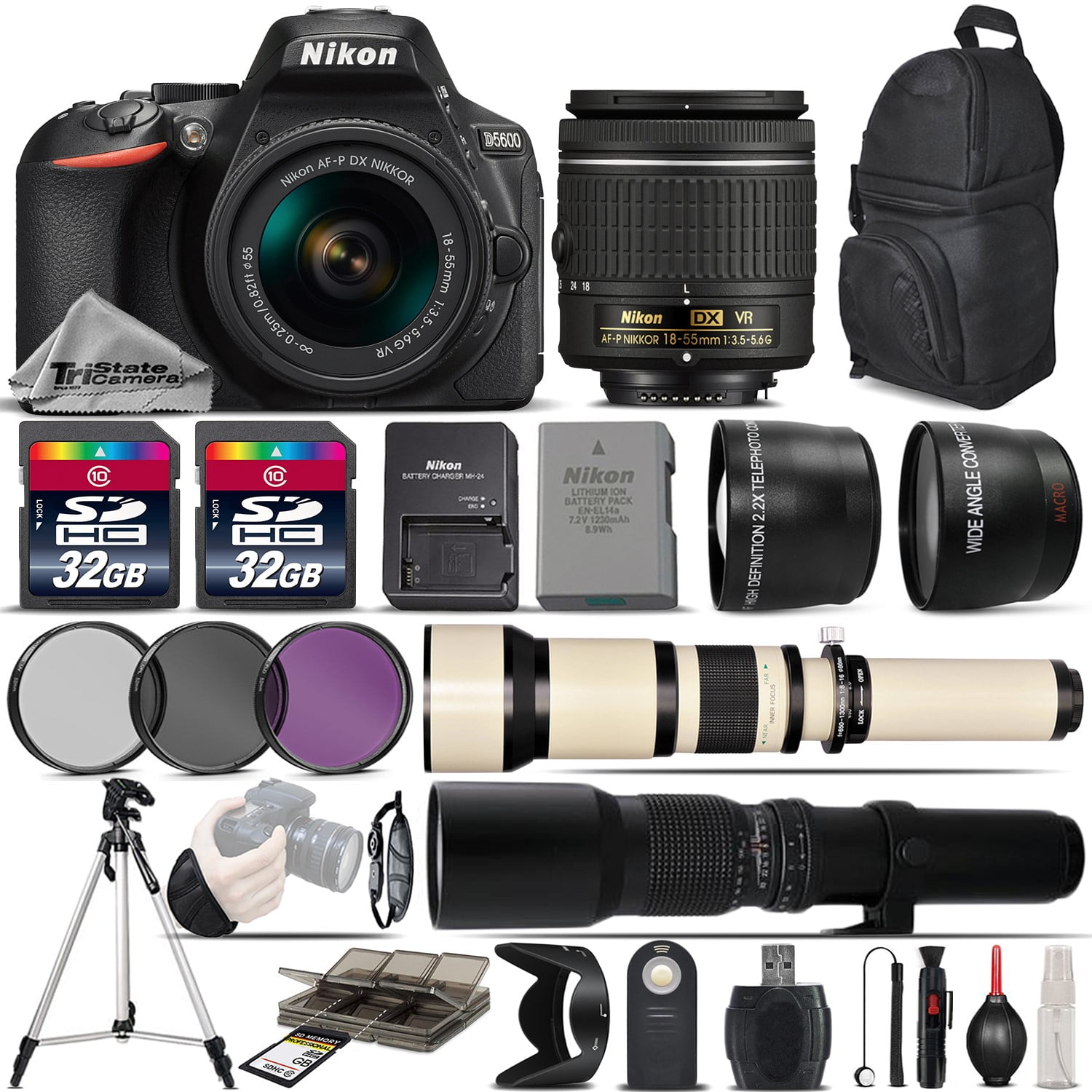 Nikon D5600 DSLR Camera Professional Bundle: 18-55 AF P VR Lens