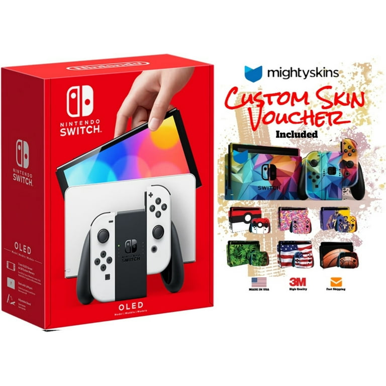 Nintendo Switch OLED White Joy-Con Bundle with Mightyskins Custom