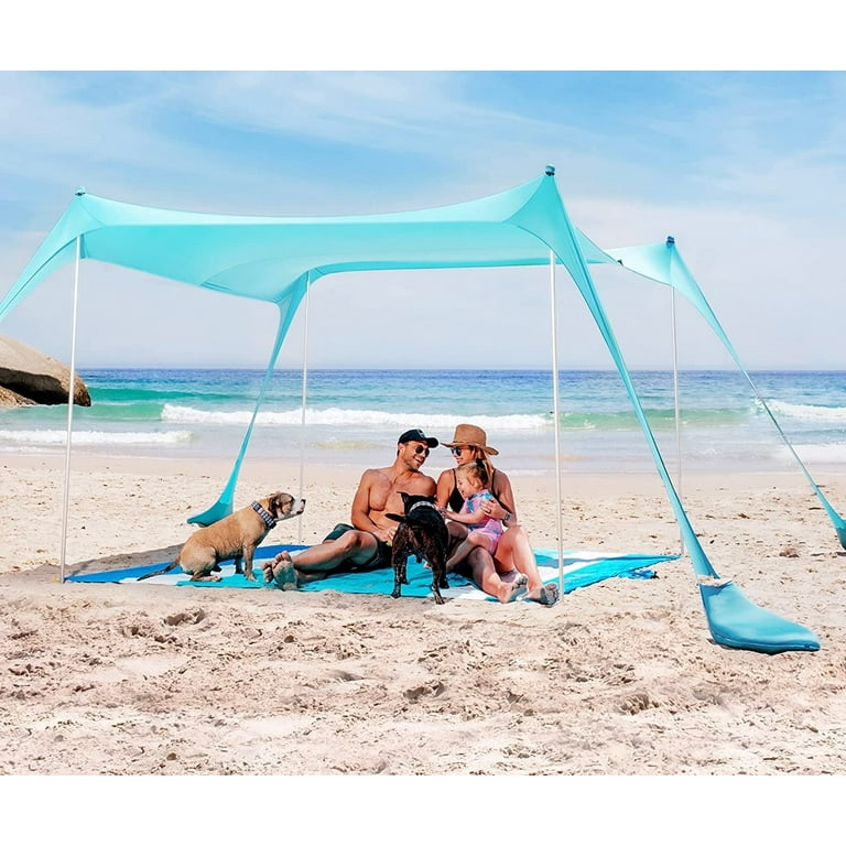 Free Shipping! Sun Ninja Pop-Up Beach Tent 10x10.5 ft Turquoise
