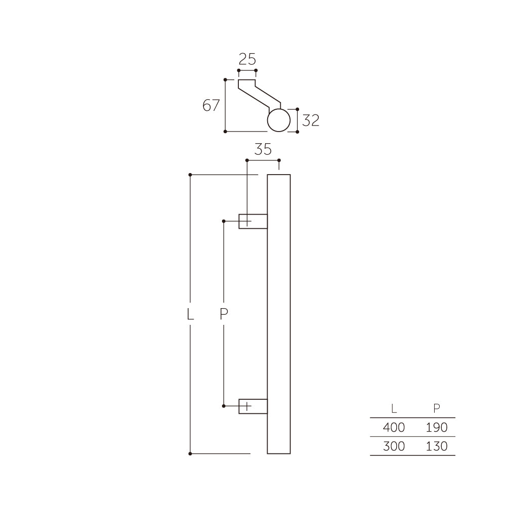 ST-1000（両面）｜丸棒ドアーハンドル（押し棒）｜MARUKI（丸喜金属