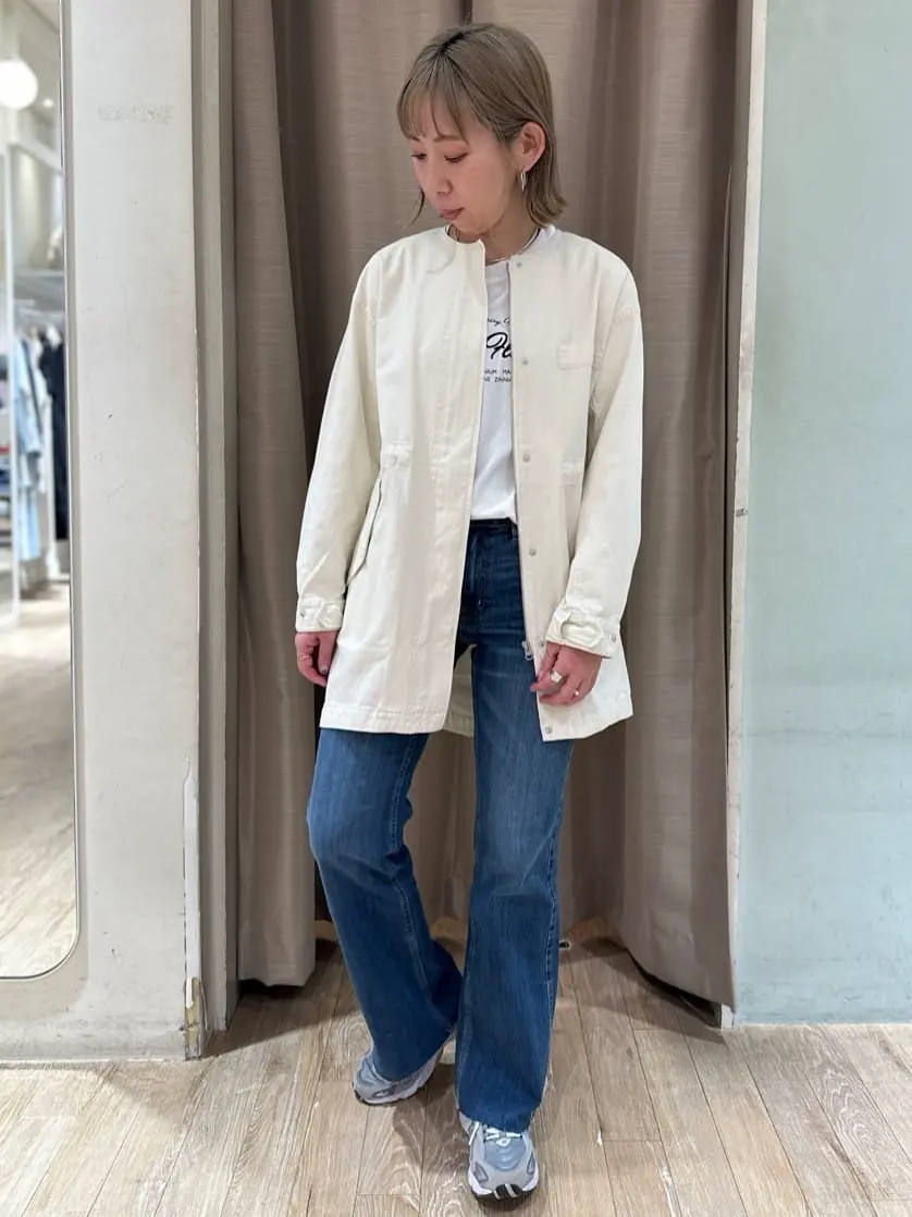 ノーカラーミドルモッズコート/earth music&ecology（アース