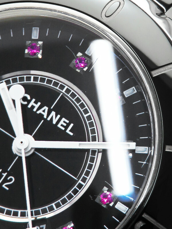 CHANEL】シャネル『J12 ブラックセラミック 12Pルビー 33mm』H1634