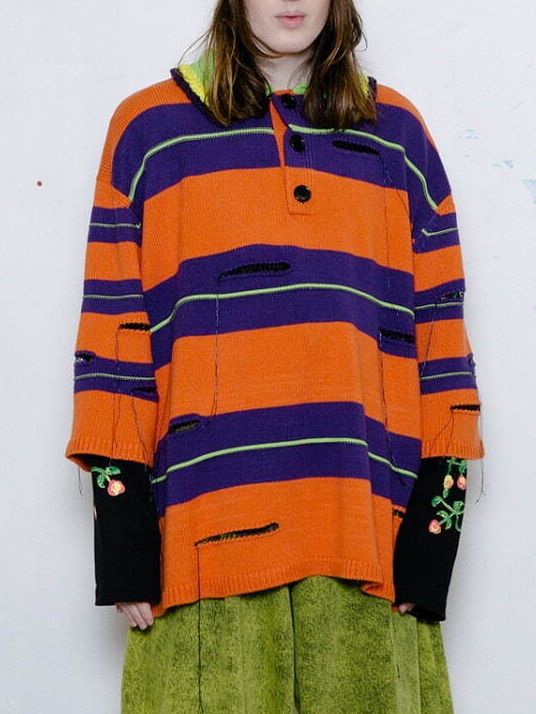 KIDILL - オーバーサイズ ポロニット - OVERSIZED BORDER POLO KNIT