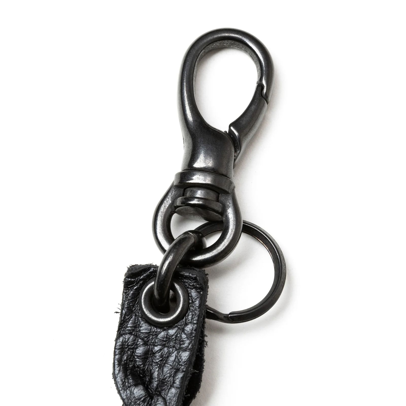 CALEE - 【ラスト1点】STUDS & KNITTING LEATHER LONG KEY RING ＜TYPE