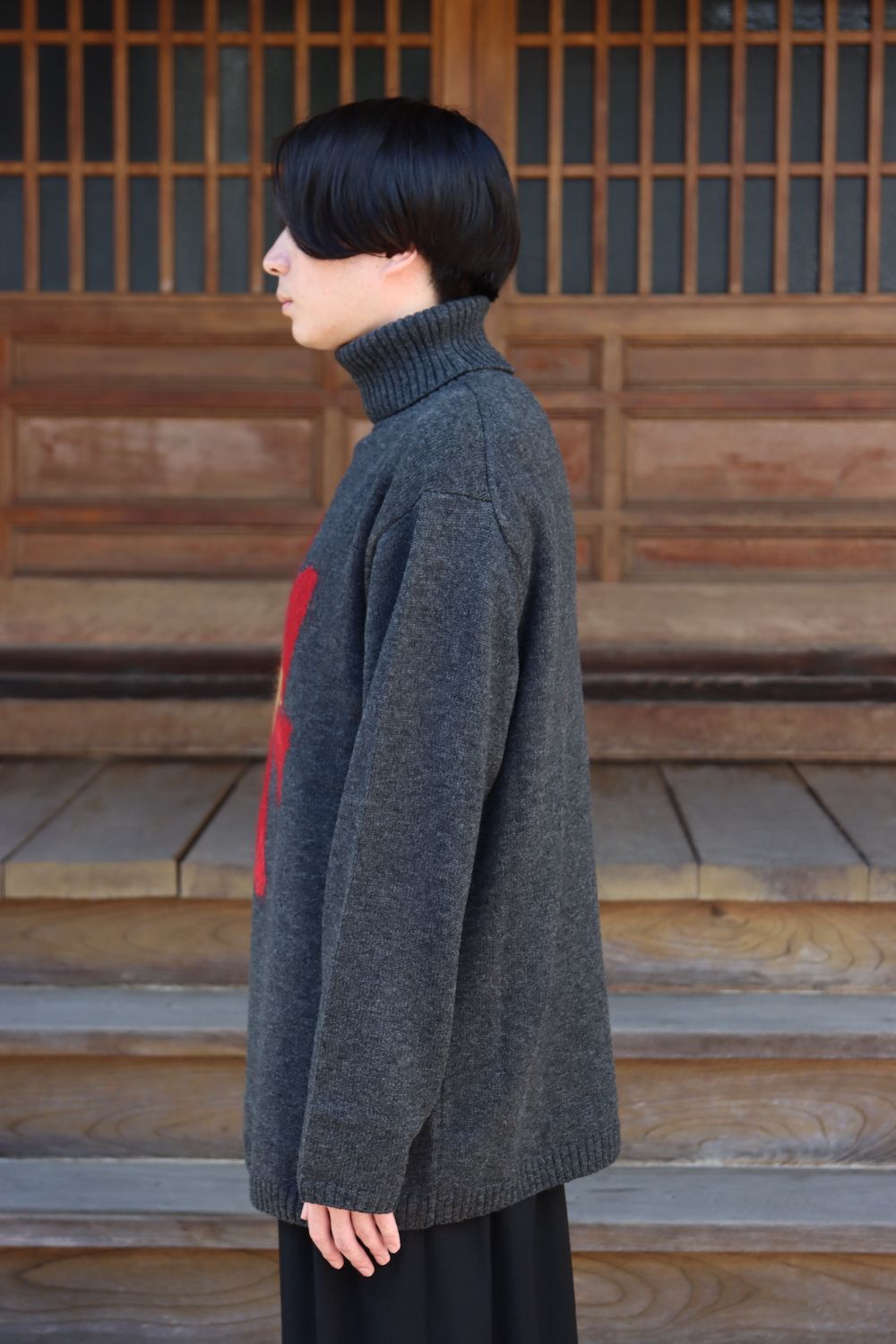 yohji yamamoto 花柄タートルニット(HX-K15-181) style.2021.8.29