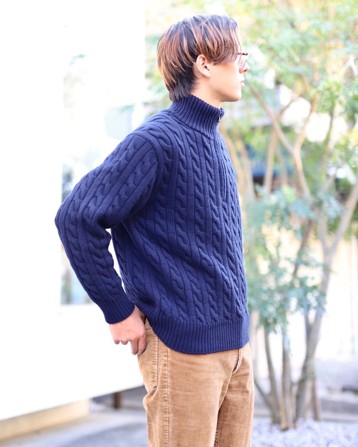 A.PRESSE - アプレッセ23AW Cashmere Aran Half Zip Sweater(23AAP-03