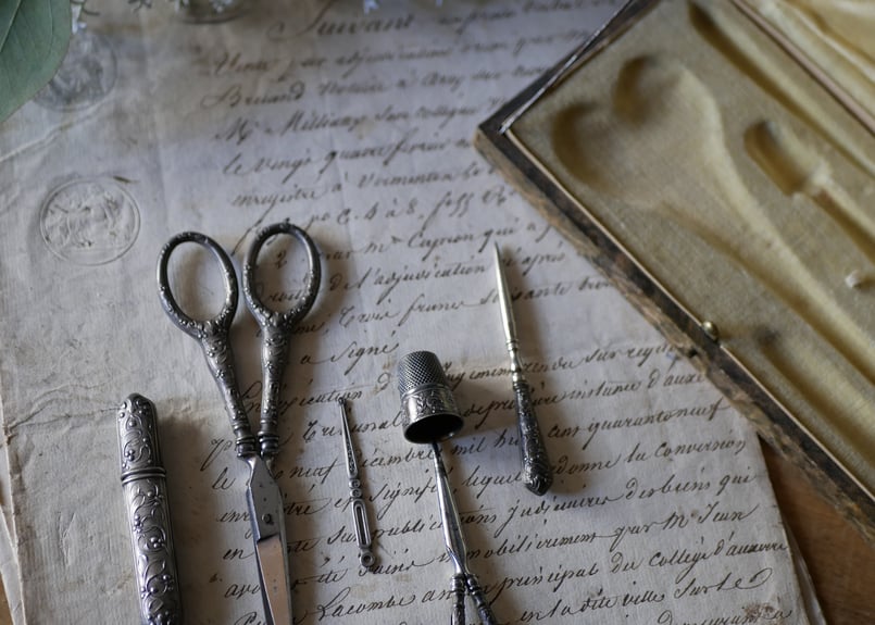 裁縫道具 セット 宿り木 ヤドリギ フランスアンティーク アンティーク