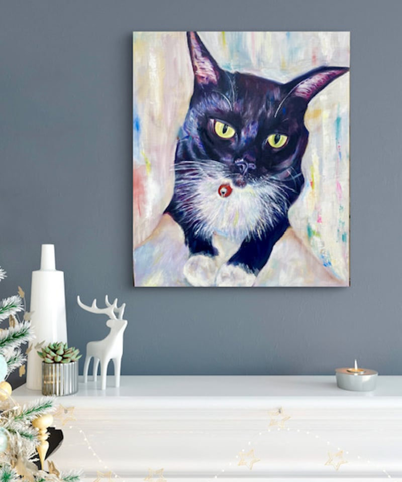 油絵 黒猫 F8号 | nuancebeans