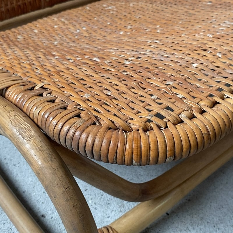 1960年代製 ヴィンテージ ラタンローチェア 籐編み 座椅子 2段階調