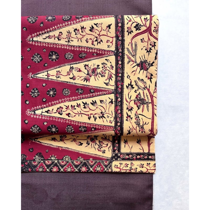 ジャワ更紗 九寸名古屋帯 花木に鳥/トゥンパル（仕立て上り） | 古布と