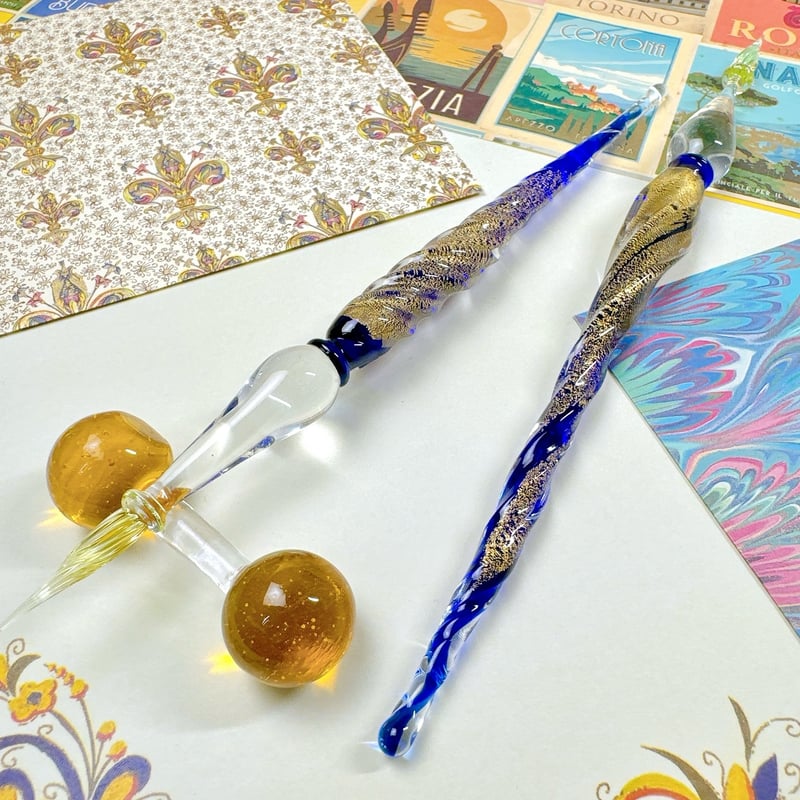Gold Leaf Twist Glass Pen ムラーノガラスペン ヴェネチアングラス |