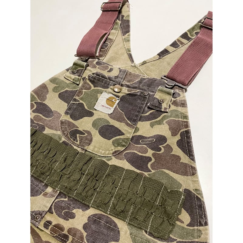 USED 80's carhartt ダックハンターカモ オーバーオール 34/30 プリント